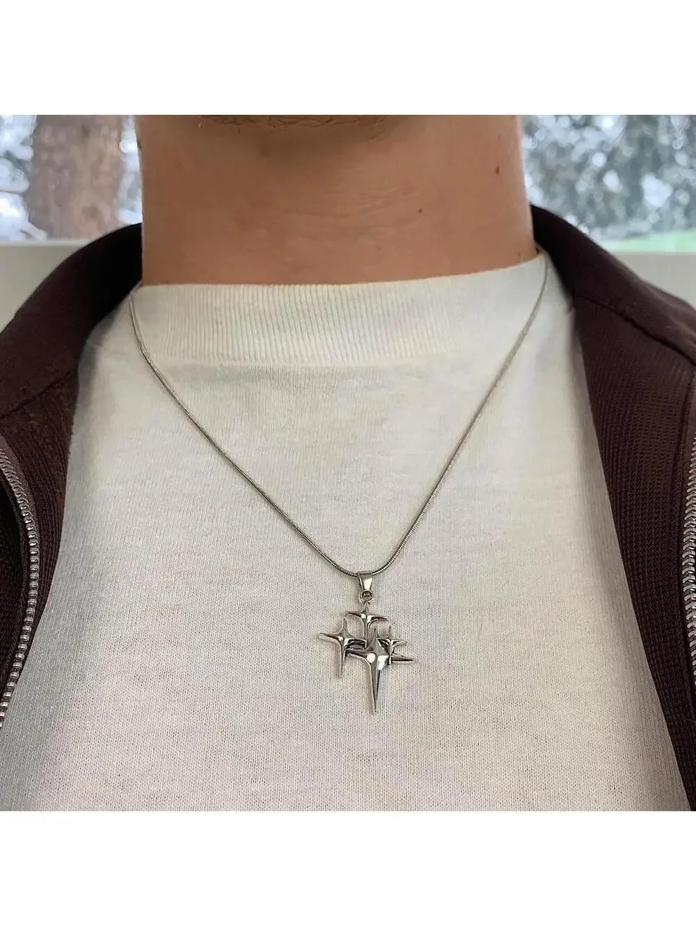 Y2K Cyber Vintage Style Grunge Silver Multi Star Opium Rope Necklace Unisex